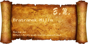 Bratranek Milla névjegykártya